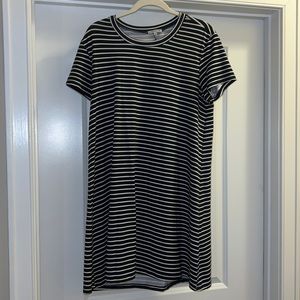 Dark navy and white striped dress